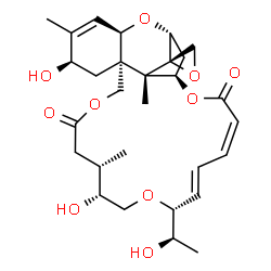 ChemSpider 2D Image | (1'R,2S,3'R,6'R,8'R,13'S,14'R,17'R,18'E,20'Z,24'R,25'S)-6',14'-Dihydroxy-17'-[(1R)-1-hydroxyethyl]-5',13',25'-trimethyl-11'H,22'H-spiro[oxirane-2,26'-[2,10,16,23]tetraoxatetracyclo[22.2.1.0~3,8~.0~8,2
5~]heptacosa[4,18,20]triene]-11',22'-dione | C29H40O10