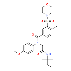 ChemSpider 2D Image | N-(4-Methoxyphenyl)-4-methyl-N-{2-[(2-methyl-2-butanyl)amino]-2-oxoethyl}-3-(4-morpholinylsulfonyl)benzamide | C26H35N3O6S