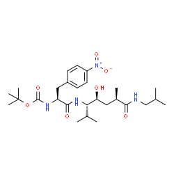 ChemSpider 2D Image | N-[(3S,4S,6R)-4-Hydroxy-7-(isobutylamino)-2,6-dimethyl-7-oxo-3-heptanyl]-Nalpha-{[(2-methyl-2-propanyl)oxy]carbonyl}-4-nitro-L-phenylalaninamide | C27H44N4O7