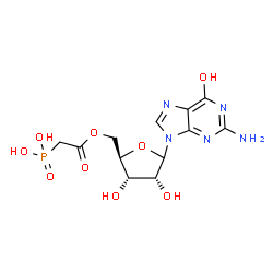 ChemSpider 2D Image | 2-Amino-9-[5-O-(phosphonoacetyl)-D-ribofuranosyl]-1,9-dihydro-6H-purin-6-one | C12H16N5O9P