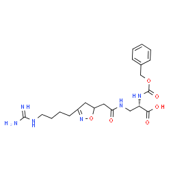 ChemSpider 2D Image | N-[(Benzyloxy)carbonyl]-3-({[3-(4-carbamimidamidobutyl)-4,5-dihydro-1,2-oxazol-5-yl]acetyl}amino)-L-alanine | C21H30N6O6