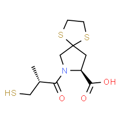 ChemSpider 2D Image | (8S)-7-[(2R)-2-Methyl-3-sulfanylpropanoyl]-1,4-dithia-7-azaspiro[4.4]nonane-8-carboxylic acid | C11H17NO3S3