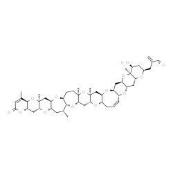 ChemSpider 2D Image | 2-{[(1S,3R,4aR,5aS,6aR,7Z,9aS,10aR,11aS,12aR,13R,14aS,15aR,16aS,20aR,21aS,22aR,23aS,25aR,26aS,27aR,28aS,29aR,30aS)-1-Hydroxy-13,20,21a,25a,26a,30a-hexamethyl-18-oxo-2,3,4a,5,5a,6a,9,9a,10a,11,11a,12a,
13,14,14a,15a,16,16a,18,20a,21a,22,22a,23a,24,25,25a,26a,27,27a,28a,29,29a,30a-tetratriacontahydro-1H-pyrano[2'',3'':5',6']pyrano[2',3':5,6]pyrano[3,2-b]pyrano[2'''''',3'''''':5''''',6''''']pyrano[2''
''',3''''':5'''',6'''']pyrano[2'''',3'''':6''',7''']oxepino[2''',3''':6'',7'']oxepino[2'',3'':5',6']pyrano[2',3':5,6]pyrano[2,3-g]oxocin-3-yl]methyl}acrylaldehyde | C49H68O14