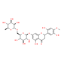 ChemSpider 2D Image | 2-(2,5-Dihydroxy-4-methoxyphenyl)-5-hydroxy-4-oxo-3,4-dihydro-2H-chromen-7-yl 6-O-(6-deoxy-alpha-L-mannopyranosyl)-beta-D-glucopyranoside | C28H34O16