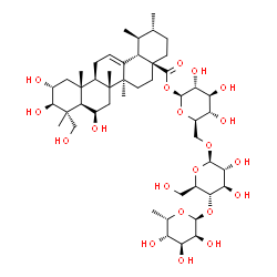 ChemSpider 2D Image | 6-Deoxy-alpha-L-gulopyranosyl-(1->4)-beta-D-glucopyranosyl-(1->6)-1-O-[(2alpha,3beta,6beta)-2,3,6,23-tetrahydroxy-28-oxours-12-en-28-yl]-beta-D-glucopyranose | C48H78O20