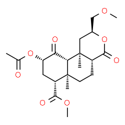 ChemSpider 2D Image | Methyl (2S,4aR,6aR,7R,9S,10aS,10bR)-9-acetoxy-2-(methoxymethyl)-6a,10b-dimethyl-4,10-dioxododecahydro-2H-benzo[f]isochromene-7-carboxylate | C21H30O8