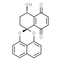 ChemSpider 2D Image | (4S)-4-Hydroxy-3,4-dihydro-2H-spiro[naphthalene-1,2'-naphtho[1,8-de][1,3]dioxine]-5,8-dione | C20H14O5