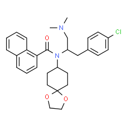 ChemSpider 2D Image | N-[1-(4-Chlorophenyl)-3-(dimethylamino)-2-propanyl]-N-(1,4-dioxaspiro[4.5]dec-8-yl)-1-naphthamide | C30H35ClN2O3