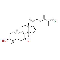 ChemSpider 2D Image | (3beta,5xi)-3-Hydroxy-24-methylene-7-oxolanost-8-en-26-al | C31H48O3