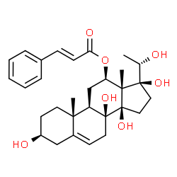 ChemSpider 2D Image | (3beta,12beta,14beta,17alpha,20S)-3,8,14,17,20-Pentahydroxypregn-5-en-12-yl (2E)-3-phenylacrylate | C30H40O7