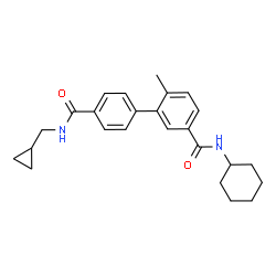 ChemSpider 2D Image | N~3~-Cyclohexyl-N~4~'-(cyclopropylmethyl)-6-methyl-3,4'-biphenyldicarboxamide | C25H30N2O2