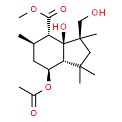ChemSpider 2D Image | Methyl (3R,3aS,4S,5R,7S,7aR)-7-acetoxy-3a-hydroxy-3-(hydroxymethyl)-1,1,3,5-tetramethyloctahydro-1H-indene-4-carboxylate | C18H30O6