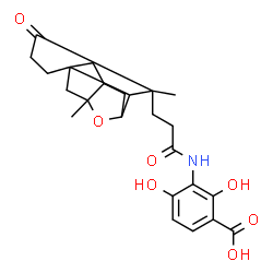 ChemSpider 2D Image | 3-{[3-(5,9-Dimethyl-4-oxo-8-oxatetracyclo[7.2.1.1~7,10~.0~1,6~]tridec-5-yl)propanoyl]amino}-2,4-dihydroxybenzoic acid | C24H29NO7