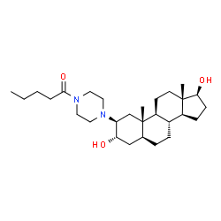 ChemSpider 2D Image | 1-{4-[(2beta,3alpha,5alpha,17beta)-3,17-Dihydroxyandrostan-2-yl]-1-piperazinyl}-1-pentanone | C28H48N2O3