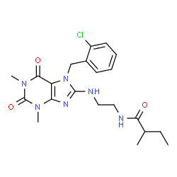 ChemSpider 2D Image | N-(2-{[7-(2-Chlorobenzyl)-1,3-dimethyl-2,6-dioxo-2,3,6,7-tetrahydro-1H-purin-8-yl]amino}ethyl)-2-methylbutanamide | C21H27ClN6O3
