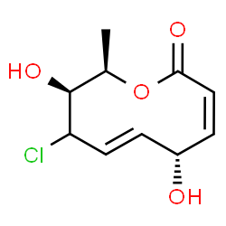 ChemSpider 2D Image | (3Z,5S,6E,9S,10R)-8-Chloro-5,9-dihydroxy-10-methyl-5,8,9,10-tetrahydro-2H-oxecin-2-one | C10H13ClO4