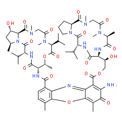 ChemSpider 2D Image | (2R)-2-Hydroxy-2-[(6S,9S,12R,17aS)-12-isopropyl-2,5,6-trimethyl-1,4,7,10,13-pentaoxohexadecahydro-1H-pyrrolo[1,2-a][1,4,7,10,13]pentaazacyclopentadecin-9-yl]ethyl 2-amino-9-{[(6S,9R,10S,13R,16S,18S,18
aS)-18-hydroxy-6,13-diisopropyl-2,5,9,16-tetramethyl-1,4,7,11,14-pentaoxohexadecahydro-1H-pyrrolo[2,1-i][1,4,7,10,13]oxatetraazacyclohexadecin-10-yl]carbamoyl}-4,6-dimethyl-3-oxo-3H-phenoxazine-1-carb
oxylate | C61H84N12O18