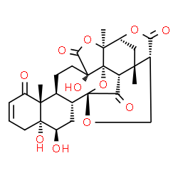 ChemSpider 2D Image | (1R,2S,5S,8S,9R,14R,15R,17R,18S,21S,24R,26S,27S)-5,14,15-Trihydroxy-2,9,26-trimethyl-3,19,23,28-tetraoxaoctacyclo[16.9.1.1~18,27~.0~1,5~.0~2,24~.0~8,17~.0~9,14~.0~21,26~]nonacos-11-ene-4,10,22,29-tetr
one | C28H32O11