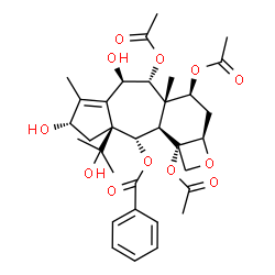 ChemSpider 2D Image | (2aR,4S,4aS,5R,6R,8S,9aS,10S,10aR,10bS)-4,5,10b-Triacetoxy-6,8-dihydroxy-9a-(2-hydroxy-2-propanyl)-4a,7-dimethyl-2a,3,4,4a,5,6,8,9,9a,10,10a,10b-dodecahydro-1H-azuleno[5',6':3,4]benzo[1,2-b]oxet-10-yl
 benzoate | C33H42O12