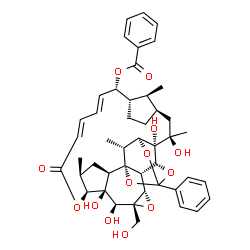 ChemSpider 2D Image | (1R,2S,3S,5R,6S,7S,8R,10S,11S,14E,16E,18S,19S,22R,24R,25S,26R,30S,31R,33S)-6,7,24,25-Tetrahydroxy-5-(hydroxymethyl)-10,24,31,33-tetramethyl-13-oxo-28-phenyl-4,12,27,29,32-pentaoxaoctacyclo[26.3.1.1~19
,22~.0~1,8~.0~2,26~.0~3,5~.0~7,11~.0~25,30~]tritriaconta-14,16-dien-18-yl benzoate | C46H54O13