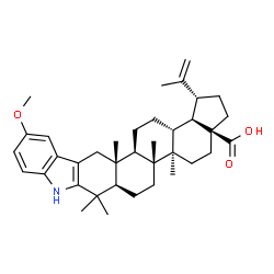 ChemSpider 2D Image | (1R,3aS,5aR,5bR,7aR,14aR,14bR,16aR,16bR)-1-Isopropenyl-12-methoxy-5a,5b,8,8,14a-pentamethyl-2,3,4,5,5a,5b,6,7,7a,8,9,14,14a,14b,15,16,16a,16b-octadecahydrocyclopenta[7,8]phenanthro[2,1-b]carbazole-3a(
1H)-carboxylic acid | C37H51NO3