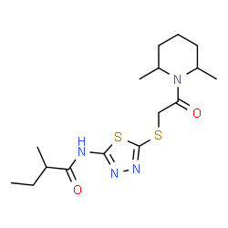 ChemSpider 2D Image | N-(5-{[2-(2,6-Dimethyl-1-piperidinyl)-2-oxoethyl]sulfanyl}-1,3,4-thiadiazol-2-yl)-2-methylbutanamide | C16H26N4O2S2