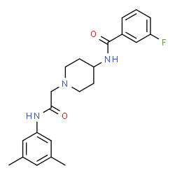 ChemSpider 2D Image | N-(1-{2-[(3,5-Dimethylphenyl)amino]-2-oxoethyl}-4-piperidinyl)-3-fluorobenzamide | C22H26FN3O2