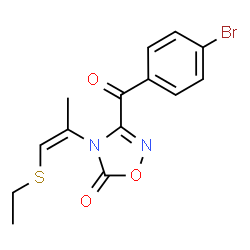 ChemSpider 2D Image | 3-(4-Bromobenzoyl)-4-[(1Z)-1-(ethylsulfanyl)-1-propen-2-yl]-1,2,4-oxadiazol-5(4H)-one | C14H13BrN2O3S