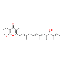 ChemSpider 2D Image | 3-Ethyl-6-[(2E,5E,7E,9R,10R,11E)-10-hydroxy-3,7,9,11-tetramethyl-2,5,7,11-tridecatetraen-1-yl]-2-methoxy-5-methyl-4H-pyran-4-one | C26H38O4