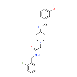 ChemSpider 2D Image | N-(1-{2-[(2-Fluorobenzyl)amino]-2-oxoethyl}-4-piperidinyl)-3-methoxybenzamide | C22H26FN3O3