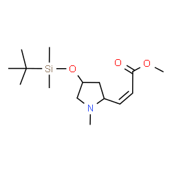 ChemSpider 2D Image | methyl (Z)-3-[4-[tert-butyl(dimethyl)silyl]oxy-1-methyl-pyrrolidin-2-yl]prop-2-enoate | C15H29NO3Si