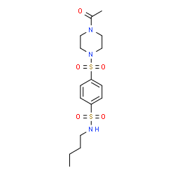 ChemSpider 2D Image | 4-(4-Acetyl-piperazine-1-sulfonyl)-N-butyl-benzenesulfonamide | C16H25N3O5S2