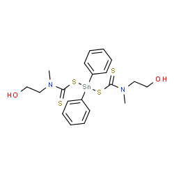 ChemSpider 2D Image | 3,9-Dimethyl-6,6-diphenyl-4,8-dithioxo-5,7-dithia-3,9-diaza-6-stannaundecane-1,11-diol | C20H26N2O2S4Sn