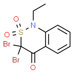 ChemSpider 2D Image | 3,3-Dibromo-1-ethyl-1H-2,1-benzothiazin-4(3H)-one 2,2-dioxide | C10H9Br2NO3S
