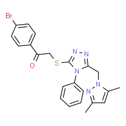 ChemSpider 2D Image | 1-(4-Bromophenyl)-2-({5-[(3,5-dimethyl-1H-pyrazol-1-yl)methyl]-4-phenyl-4H-1,2,4-triazol-3-yl}sulfanyl)ethanone | C22H20BrN5OS