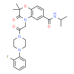 ChemSpider 2D Image | 4-{2-[4-(2-Fluorophenyl)-1-piperazinyl]-2-oxoethyl}-N-isopropyl-2,2-dimethyl-3-oxo-3,4-dihydro-2H-1,4-benzoxazine-6-carboxamide | C26H31FN4O4
