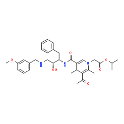 ChemSpider 2D Image | Isopropyl [3-acetyl-5-({(2S,3R)-3-hydroxy-4-[(3-methoxybenzyl)amino]-1-phenyl-2-butanyl}carbamoyl)-2,4-dimethyl-1(4H)-pyridinyl]acetate | C33H43N3O6