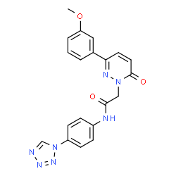 ChemSpider 2D Image | 2-[3-(3-Methoxyphenyl)-6-oxo-1(6H)-pyridazinyl]-N-[4-(1H-tetrazol-1-yl)phenyl]acetamide | C20H17N7O3