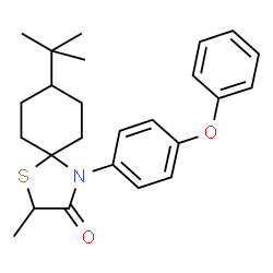 ChemSpider 2D Image | 2-Methyl-8-(2-methyl-2-propanyl)-4-(4-phenoxyphenyl)-1-thia-4-azaspiro[4.5]decan-3-one | C25H31NO2S