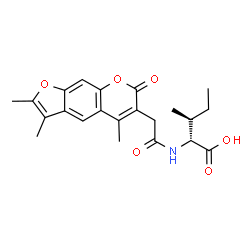 ChemSpider 2D Image | N-[(2,3,5-Trimethyl-7-oxo-7H-furo[3,2-g]chromen-6-yl)acetyl]-D-alloisoleucine | C22H25NO6