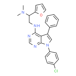 ChemSpider 2D Image | N'-[7-(4-chlorophenyl)-5-phenyl-pyrrolo[2,3-d]pyrimidin-4-yl]-1-(2-furyl)-N,N-dimethyl-ethane-1,2-diamine | C26H24ClN5O