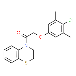 ChemSpider 2D Image | 2-(4-Chloro-3,5-dimethylphenoxy)-1-(2,3-dihydro-4H-1,4-benzothiazin-4-yl)ethanone | C18H18ClNO2S