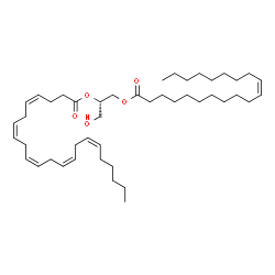 ChemSpider 2D Image | (2S)-1-Hydroxy-3-[(11Z)-11-icosenoyloxy]-2-propanyl (4Z,7Z,10Z,13Z,16Z)-4,7,10,13,16-docosapentaenoate | C45H76O5
