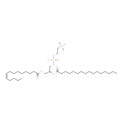 ChemSpider 2D Image | (2R)-2-(Palmitoyloxy)-3-[(9Z)-9-tetradecenoyloxy]propyl 2-(trimethylammonio)ethyl phosphate | C38H74NO8P