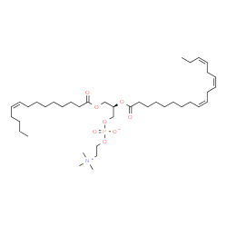 ChemSpider 2D Image | (2R)-2-[(9Z,12Z,15Z)-9,12,15-Octadecatrienoyloxy]-3-[(9Z)-9-tetradecenoyloxy]propyl 2-(trimethylammonio)ethyl phosphate | C40H72NO8P