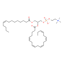ChemSpider 2D Image | (2R)-2-[(5Z,8Z,11Z,14Z,17Z)-5,8,11,14,17-Icosapentaenoyloxy]-3-[(9Z)-9-tetradecenoyloxy]propyl 2-(trimethylammonio)ethyl phosphate | C42H72NO8P