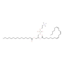 ChemSpider 2D Image | (2R)-2-[(8Z,11Z,14Z)-8,11,14-Icosatrienoyloxy]-3-(pentadecanoyloxy)propyl 2-(trimethylammonio)ethyl phosphate | C43H80NO8P