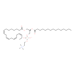 ChemSpider 2D Image | (2R)-3-[(8Z,11Z,14Z,17Z)-8,11,14,17-Icosatetraenoyloxy]-2-(pentadecanoyloxy)propyl 2-(trimethylammonio)ethyl phosphate | C43H78NO8P