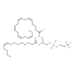 ChemSpider 2D Image | (2R)-3-[(5Z,8Z,11Z,14Z,17Z)-5,8,11,14,17-Icosapentaenoyloxy]-2-[(9Z)-9-tetradecenoyloxy]propyl 2-(trimethylammonio)ethyl phosphate | C42H72NO8P