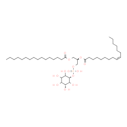 ChemSpider 2D Image | (2R)-1-[(Hydroxy{[(1s,3R)-2,3,4,5,6-pentahydroxycyclohexyl]oxy}phosphoryl)oxy]-3-(palmitoyloxy)-2-propanyl (9Z)-9-hexadecenoate | C41H77O13P